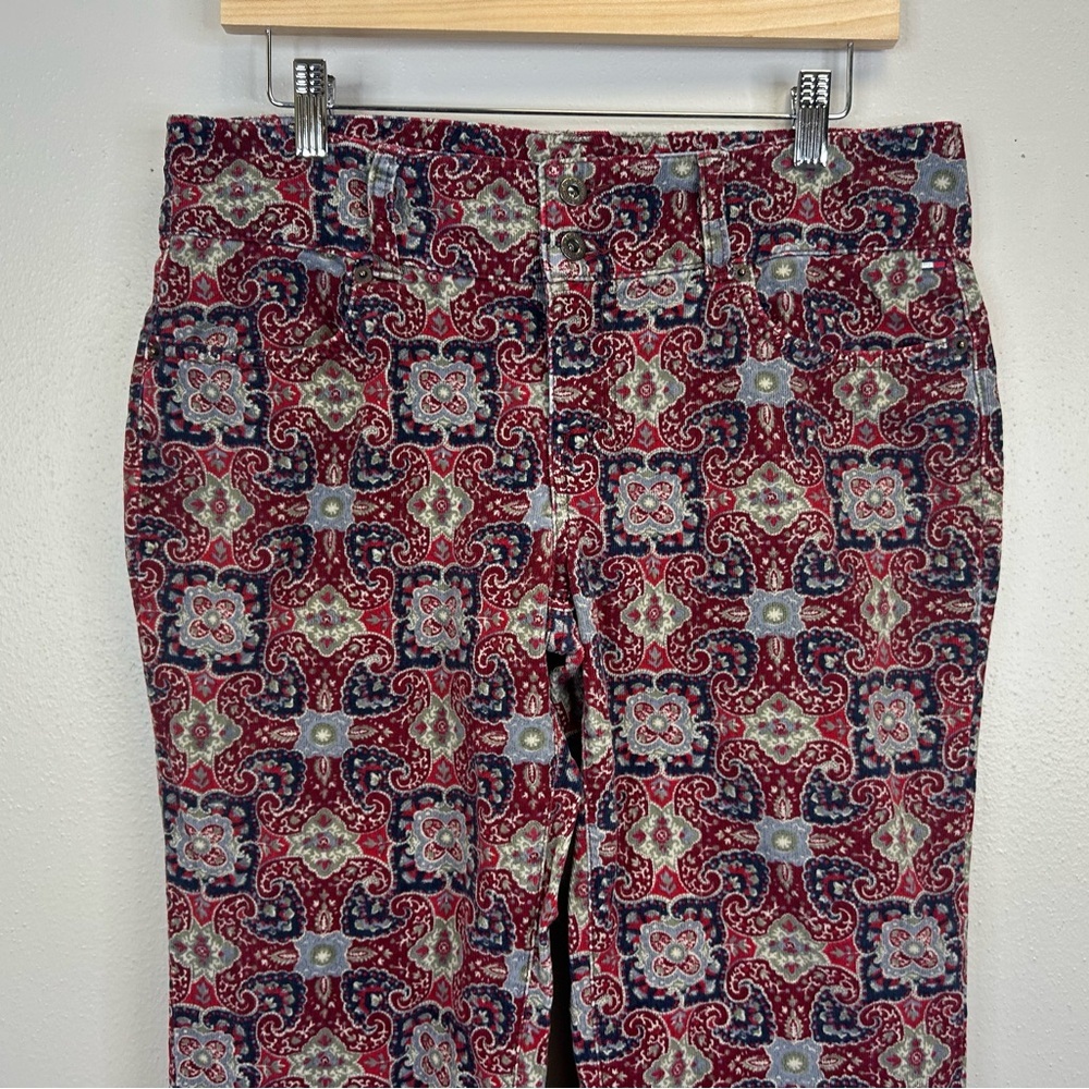 Tommy Hilfiger 11 Vintage Y2K Corduroy Multicolor Patterned Flare Pants Paisley - Picture 6 of 15